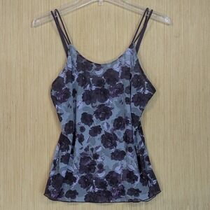 George Cami Tank Top Y2K Purple Dark Floral Sheer Whimsygoth Fairy Womens Medium